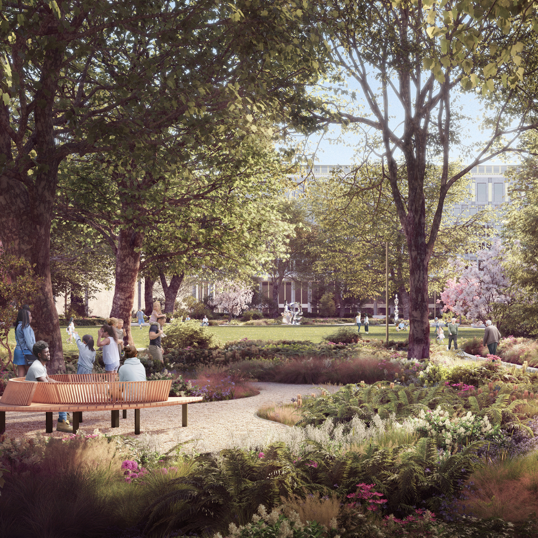 Grosvenor Square Gardens, City of Westminster for Grosvenor with BDP, AKTII, Integration, Jackson Coles, Nigel Dunnett, Gary Grant, Tim Moya Associates and Donald Insall Associates