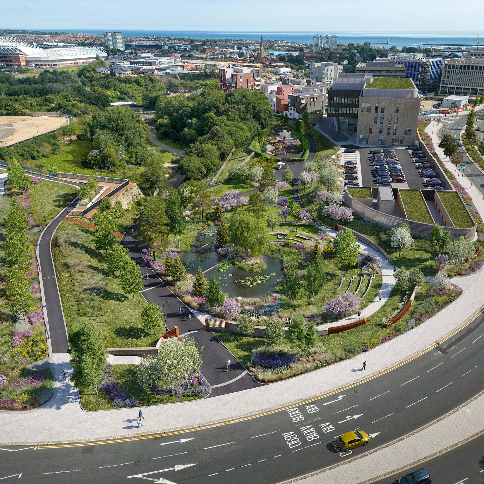 Riverside Park, Sunderland for Sunderland City Council and igloo Regeneration with One Environments, Cundall, Esh Construction, Faulkner Browns, Proctor & Matthews, Camlins, Jasper Kerr, Ryder Architecture and Tonkin Liu
