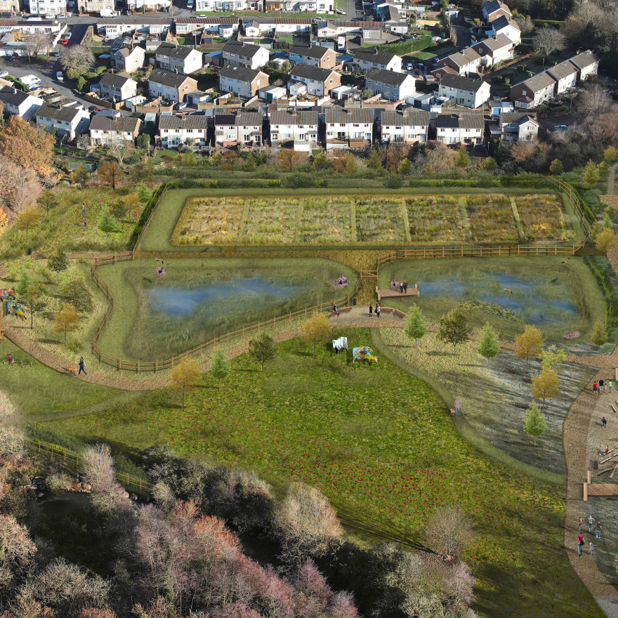 Nature based solution for stormwater management, Pontypool for Dŵr Cymru Welsh Water with Morgan Sindall and Arup