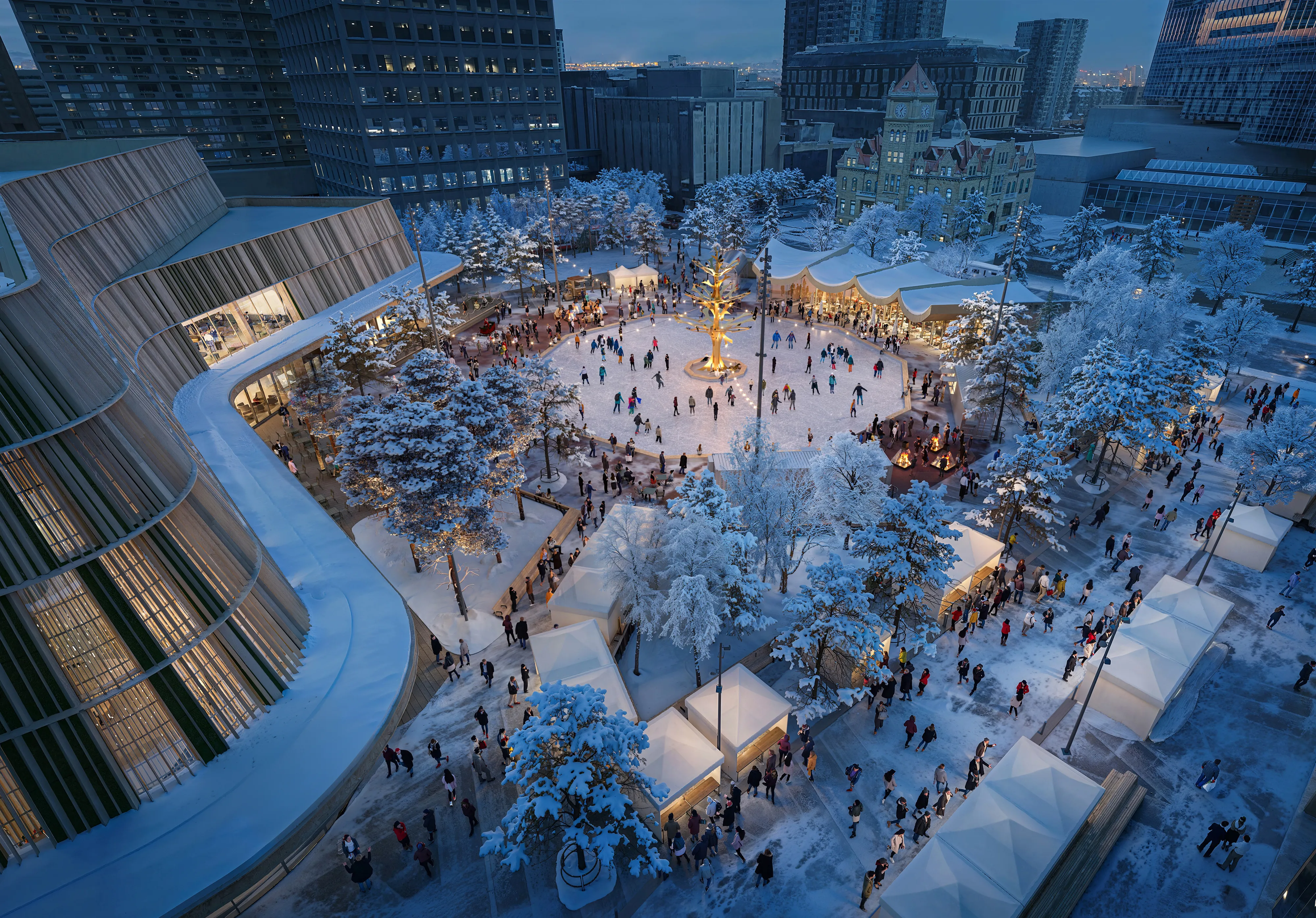 Olympic Plaza Transformation, Calgary, Canada for Werklund Centre and The City of Calgary with Calgary Municipal Land Corporation, gh3 Architecture, CCxA Landscape Architecture and Belleville Placemaking