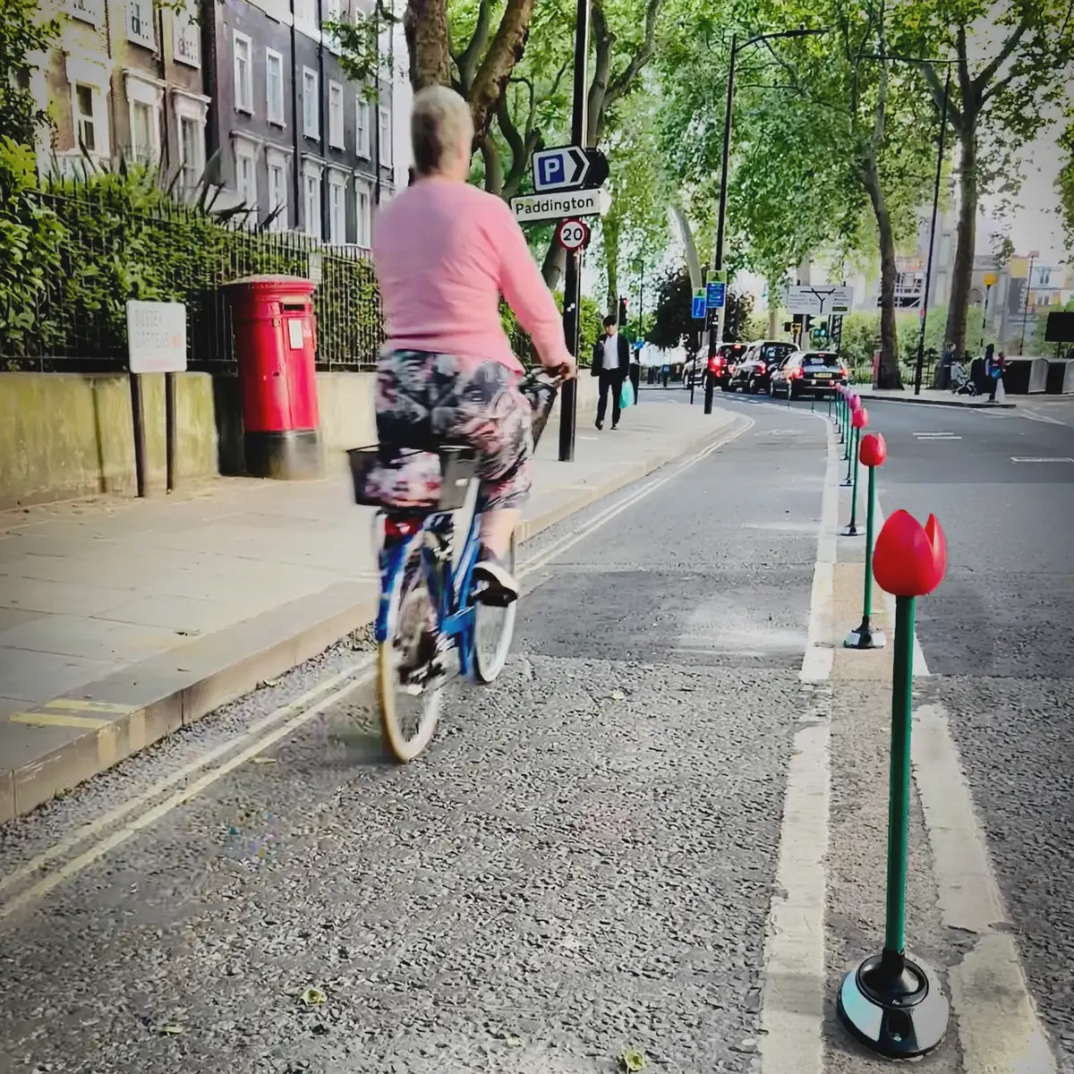 Tulip Cycle Wands at Sussex Gardens, City of Westminster for Westminster City Council with Pitman Tozer Architects, PipSqueak and FM Conway