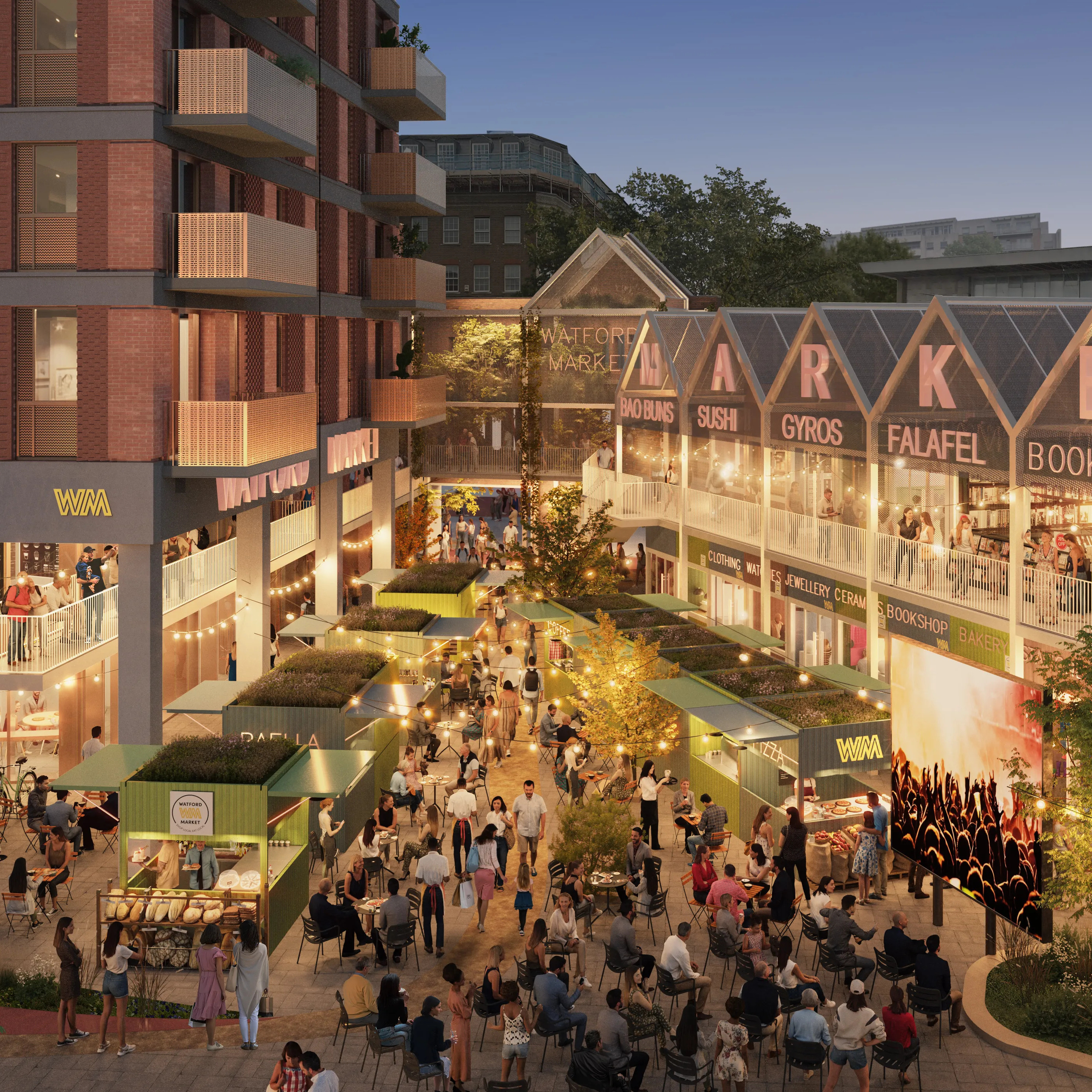 New Watford Market, Watford for Plymouth Holdings with Makower Architects, Carson Sall Architects and Exterior Architecture